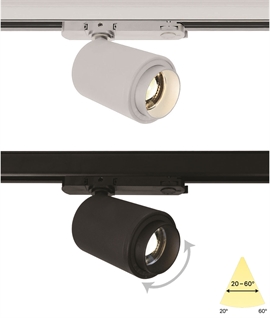 High Powered Adjustable Beam Track Spotlight - 20 or 30w COB LED