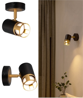 Single Adjustable Spotlight - Black & Painted Gold