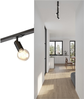 Bare Bulb Track Light Fixture - Can Take any E27 Mains Lamp