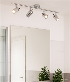 4 Light Adjustable Spotlight Bar - High Chrome Finish & IP44
