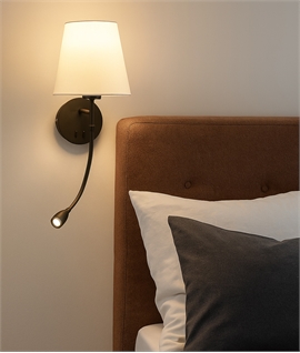Hotel Bedside Wall Light - Ambient Light from Shade, LED Reader & Separate Switches