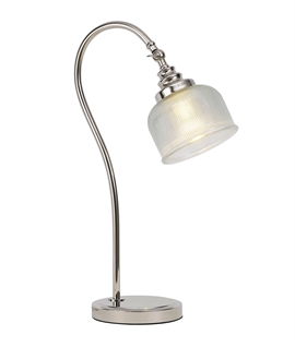 Polished Nickel & Adjustable Prismatic Glass Shade Table Lamp Polished Nickel & Adjustable Prismatic Glass Shade Table Lamp