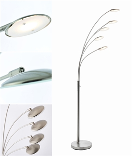Modern 5 Arm LED Floor Lamp - Satin Nickel