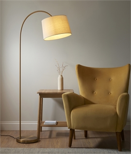 Modern Brass Curved Floor Lamp with Shade