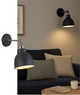 Retro Style Graphite & Satin Nickel Adjustable Wall Light 