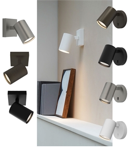 Adjustable Single Spotlight Light, Wall or Ceiling Mounted, Black, White, Nickel or Bronze, Switched or Unswitched, GU10