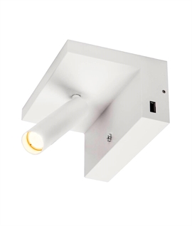 White Reading Light - USB Socket and Shelf 