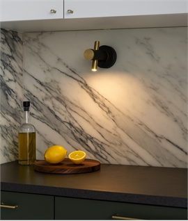 LED Black & Gold Dual Spot Wall Light - Switched