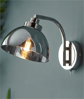 Mirrored Glass Shade Adjustable Nickel Wall Light - Switched
