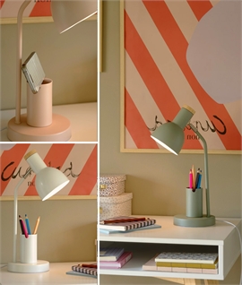 Adjustable Desk Table Light with Built-In Pen & Phone Storage