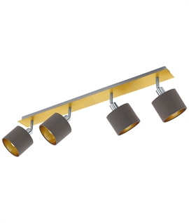 Adjustable Ceiling Spotlight - 4 Fabric Shades Lined in Gold