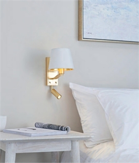 Brushed Gold Bedside Wall Light with Moveable LED Reader