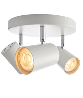 White Adjustable Triple Spot Light with Round Ceiling Plate 