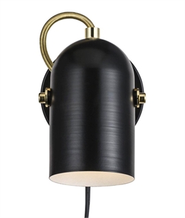 Black Adjustable Wall Light with Gold Stirrup