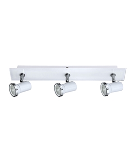 Triple Ceiling Bar in White and Chrome IP44 Rated