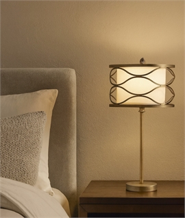 Aged Gold & Cream Fabric Shade Table Lamp