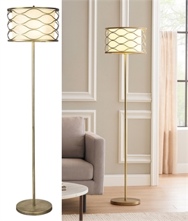 Aged Gold & Cream Fabric Shade Floor Lamp