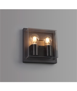Alain Wall Lamp, 2 x E27, IP65, Anthracite-Clear PC, 2yrs Warranty