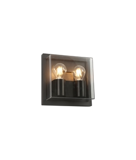 Alain Wall Lamp, 2 x E27, IP65, Anthracite-Clear PC, 2yrs Warranty