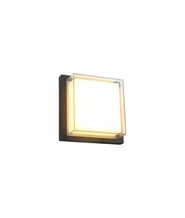 Alain Wall Lamp, 1 x 16W LED, 3000K, 1135lm, IP65, Anthracite-Opal-Clear PC, 3yrs Warranty