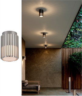 Sculptural Aluminium Exterior Flush Ceiling Light 