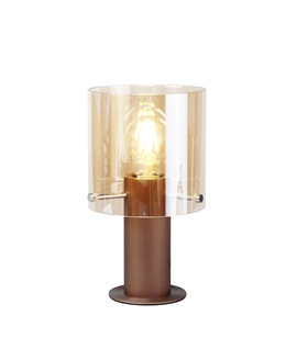 Single Amber Glass & Mocha Base Table Light