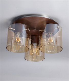 Mocha and Amber Glass Round Ceiling Flush Light 