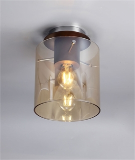 Single Amber Glass Flush Ceiling Light