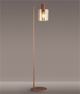 Mocha Floor Lamp with Amber Glass