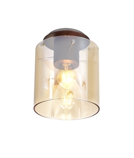 Single Amber Glass Flush Ceiling Light