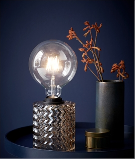 Etched Glass Bare Bulb Table Lamp