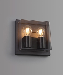 Square Exterior IP65 Anthracite & Clear Casing Light - 22cm