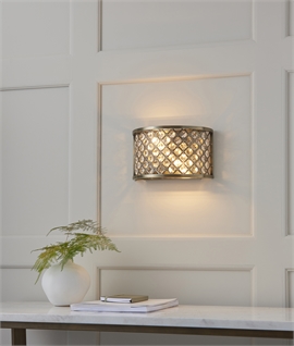 Twin Lamp Flush Wall Light With Crystal Beads