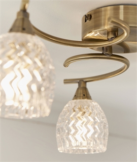 Triple Lamp Flush Ceiling Light - Cut Glass Shades