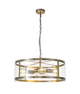 Clear Circular Glass Pendant with Interior 4 Light Fixture