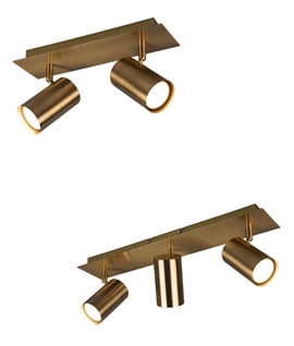 Flush Mounted Adjustable Spot Bars in Brass - 2 or 3 Light