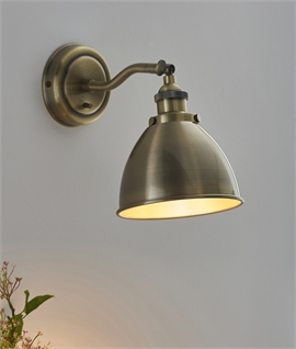 Industrial Switched Adjustable Wall Light with Dome Shade