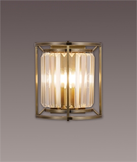 Antique Brass & Clear Rod Crystal Wall Light
