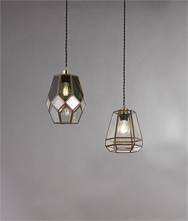 Geometric Antique Solid Brass & Glass Shade - 2 Sizes