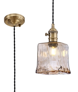 Brown Square Glass Single Pendant - 3 Options