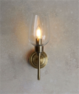 Curved Arm Wall Light with Clear Glass Shade
