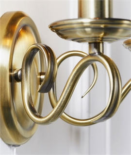 Twin Arm Antique Brass Wall Light - Switched