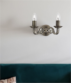 Antique Brass Double Arm Traditional Wall Light