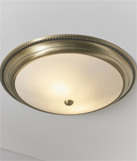 Traditional Style Brass and Glass Round Flush Ceiling Light