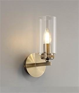Single Glass Shade Wall Light with Crystal Detailing 