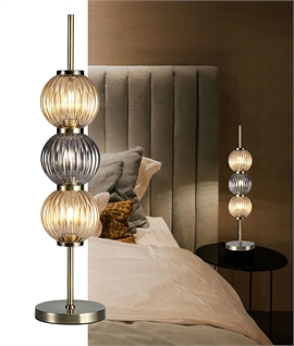 Antique Brass Table Lamp with 3 Glass Shades