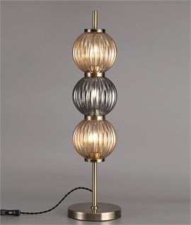 Antique Brass Table Lamp with 3 Glass Shades