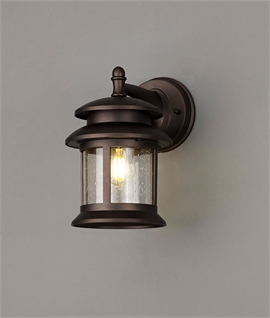 Antique Bronze & Clear Seeded Glass Hanging Wall Light IP44