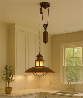 Antique Bronze Rise & Fall Pendant - Industrial Styling