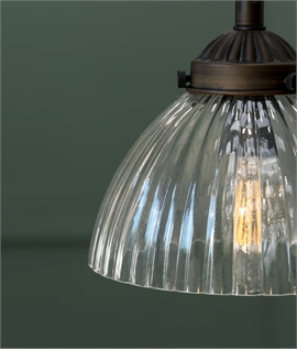 French Style Ribbed Glass Pendant Lights - Satin Nickel or Antique Bronze